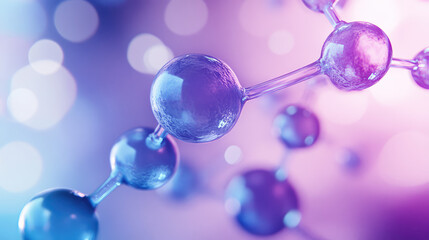 illustration of rna dna as the connected crystal clear  purple beads on plain purple background 