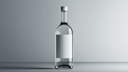 glass bottle of vodka with blank label mockup isolated on grey background for product advertising