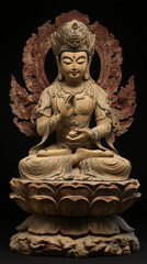 Obraz premium bodhisattva lord buddha statue monk meditating buddhism culture religion