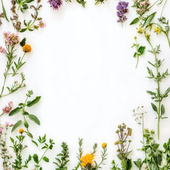 Fototapeta premium wild colorful flowers on the white background 