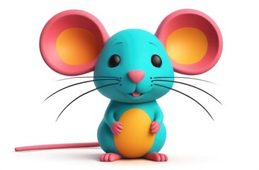 cute little smiling mouse model, cartoon illustration