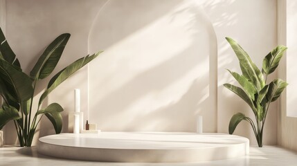 Podium in Minimalist Space. AI generated illustration