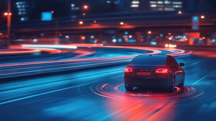 Vehicle with GPS Tracking Signal. AI generated illustration