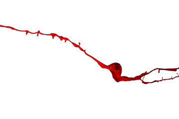 Red paint splash isolated on white background.