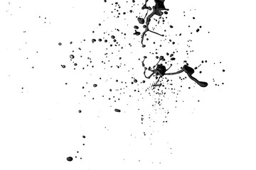 Black paint splash isolated on white background.