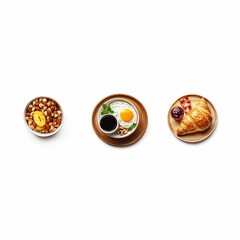 different images of a healthy breakfast, on a white background