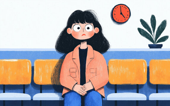 Worried Woman Waiting in a Seat