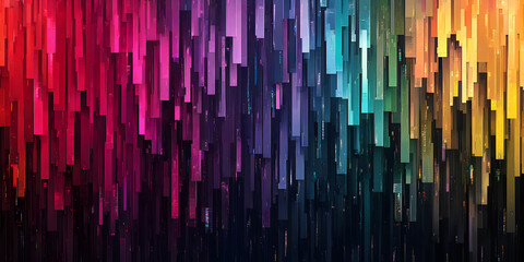 abstract pixel background. pixel multicolored falling wave on a black background. mosaic. pixel background