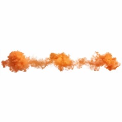 Set of orange smoke explosions on a white background