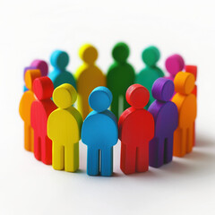 people colorful toys figures group circle teamwork diversity unity collaboration community gathering plastic figures multicolored togetherness collective 