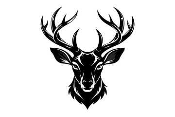 Deer head silhouette logo vector art illustration