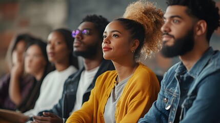 Fototapeta premium Attentive Group of Diverse Individuals Listening Intently