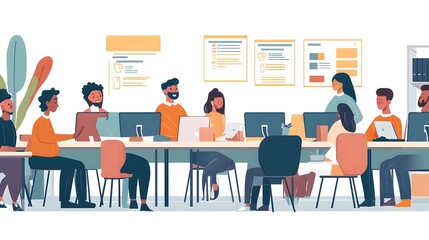 Diverse Team Working Together in a Modern Office Setting