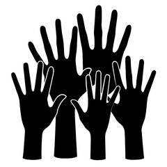 Obraz premium Silhouettes of various hand gestures stand together symbolizing unity creativity and collaboration in an artistic endeavor or community event