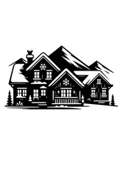 Winter House SVG, Christmas SVG, Santa Claus SVG, Holiday SVG, Snowflake SVG, Snowfall SVG, Cold SVG, Ice SVG, Winter House Silhouette, Design, Decor, Cut file for Cricut SVG, JPG, PNG