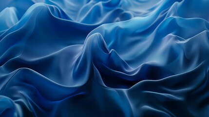 Fototapeta premium Abstract Blue Fabric Texture, Smooth, Soft, Wrinkled, Flowing, Background