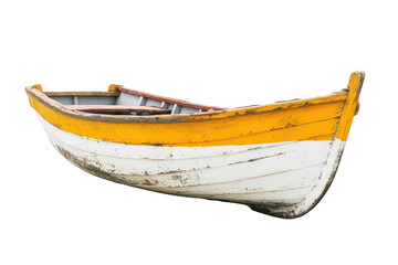 yellow and white wooden boat isolated png transparent background