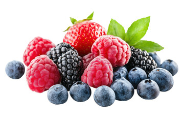 assorted berries including strawberries raspberries and blueberries isolated png transparent background