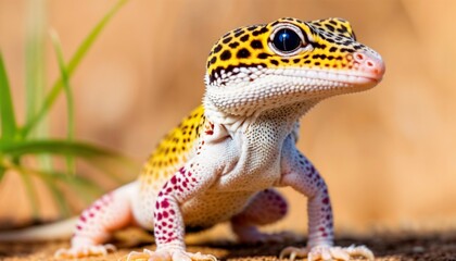 Obraz premium Very cute Leopard Gecko in nature.