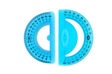 flexible, bendable, blue drafting protractor