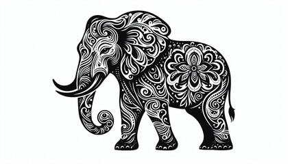 Fototapeta premium Black and white elephant design with white background
