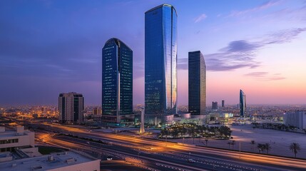 Fototapeta premium KAFD Buildings in Riyadh. AI generated illustration