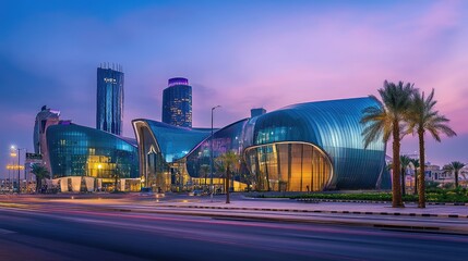 Fototapeta premium KAFD Buildings in Riyadh. AI generated illustration