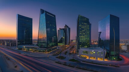 Obraz premium KAFD Buildings in Riyadh. AI generated illustration