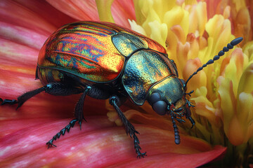 Naklejka premium state potato beetle on a leaf