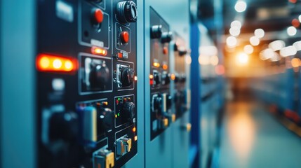 Electric Control Cabinet in Factory. AI generated illustration