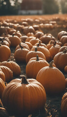 Obraz premium Pumpkins on a farm vertical