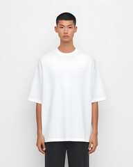 Fototapeta premium White Relaxed Fit T-Shirt Mockup | Clean Minimalist Apparel Design for Fashion Branding