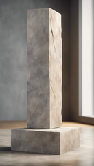 Stone slab podium or pedestal for beauty product display vertical