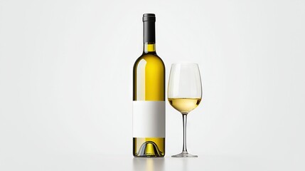   A glass of wine and a wine bottle with a corkscrew