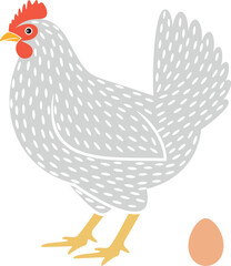 Hen. Nest. Isolated  hen on white background