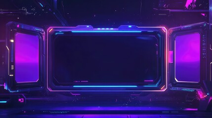 Obraz premium Futuristic Glow-Themed Game Stream Frames. AI generated illustration