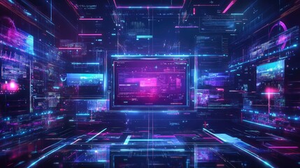 Futuristic Glow-Themed Game Stream Frames. AI generated illustration