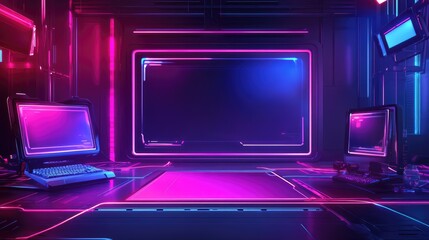 Futuristic Glow-Themed Game Stream Frames. AI generated illustration