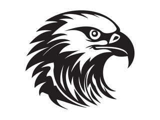 Obraz premium Black Silhouette of a Majestic Eagle Head Isolated on a White Background. Concept of Bird Illustration, Wildlife Art, Minimalist Style, Soaring Eagle. Print, Icon, Design Element