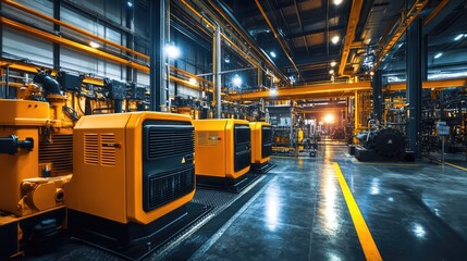 Fototapeta premium Generator Room with Power Backup. AI generated illustration