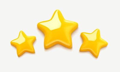 abstract gold cartoon 3D stars,symbol of lives in the game, icons for the game, plump volumetric glossy stars, orange-yellow plastic, shine stars