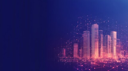 Obraz premium Vibrant Cityscape of Futuristic Skyscrapers Illuminating the Digital Landscape