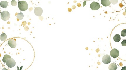 Luxurious Botanical Gold Wedding Frame Elements. AI generated illustration.