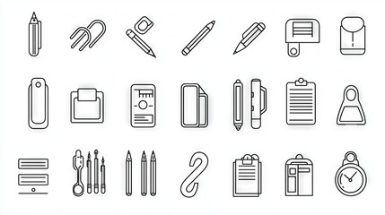   A collection of diverse writing tools and paper scraps on a single page