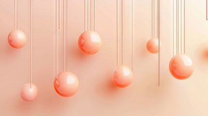   A string of pink balls adorns the wall alongside a clock