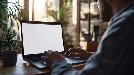 Men Working at Home with Laptops. AI generated illustration.