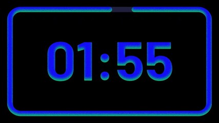 2 minute countdown timer animation with blue grain texture loading outline on 4k black background