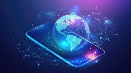 Global Mobile Internet Communication. AI generated illustration.