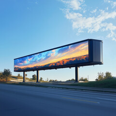Obraz premium Extensive Elevated Advertising Bridge Spanning a Busy Highway