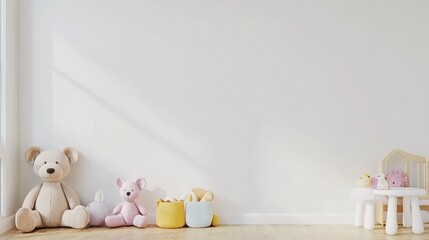 Children's Room Wall Mockup. AI generated illustration.